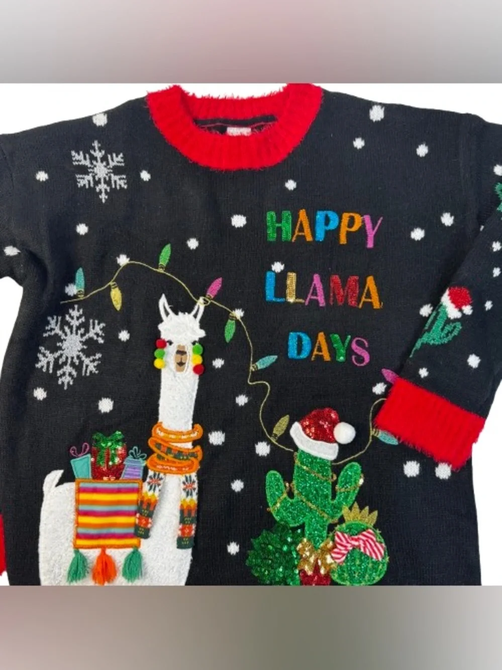 Happy Llama Days Black Ugly Christmas Sweater